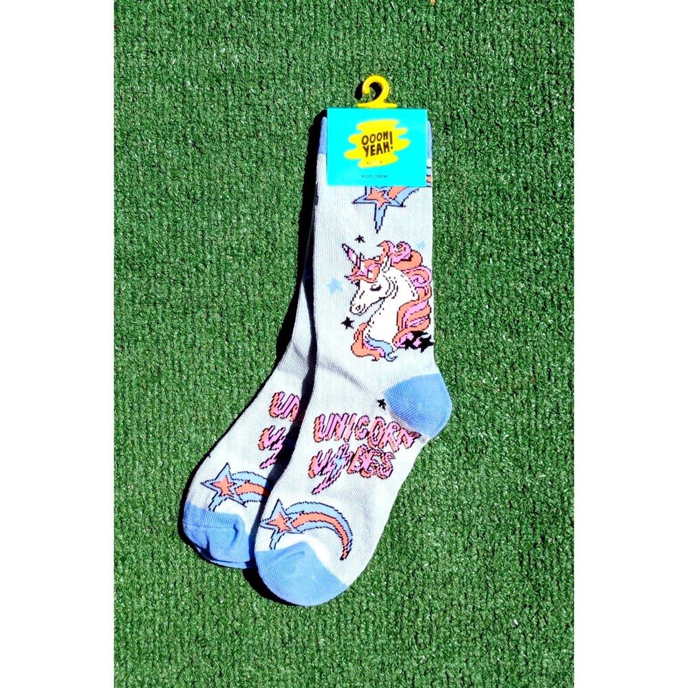 Oooh Yeah! Youth OSFM Unicorn Vibes Shooting Star Combed Cotton Crew Sock NIP